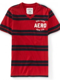 Pánské triko Aero New York Striped - Červená